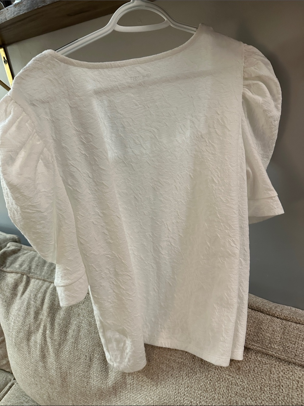 Nine West White Square Neck Puff Sleeve Top - Picture 4 of 5